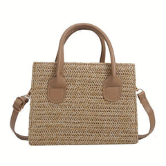 Vintage Straw Tote Crossbody Bag Boho Handbag