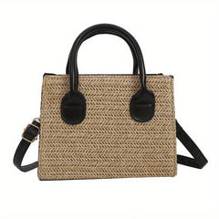 Vintage Straw Tote Crossbody Bag Boho Handbag