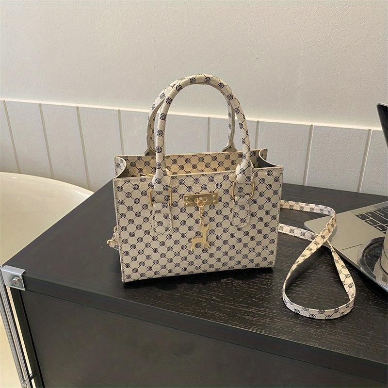 Polka Dot Print Tote Bag Vintage Satchel Purse Crossbody Bag