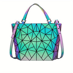 Geometric Luminous Tote Bag Reflective Crossbody Clutch Purse