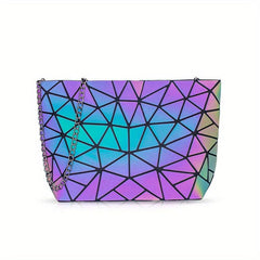 Geometric Luminous Tote Bag Reflective Crossbody Clutch Purse