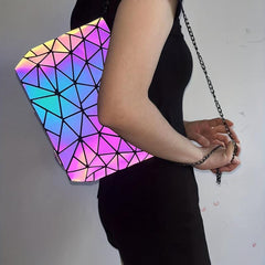 Geometric Luminous Tote Bag Reflective Crossbody Clutch Purse