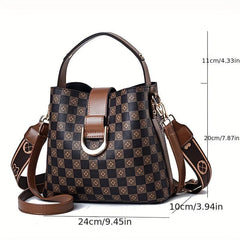 Plaid Pattern Bucket Bag Crossbody Handbag