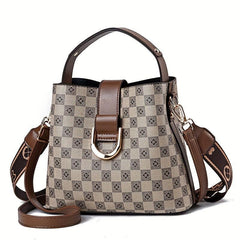Plaid Pattern Bucket Bag Crossbody Handbag