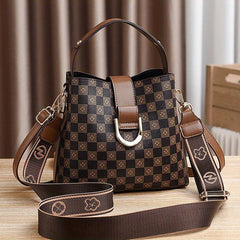 Plaid Pattern Bucket Bag Crossbody Handbag