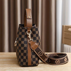 Plaid Pattern Bucket Bag Crossbody Handbag