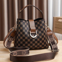 Plaid Pattern Bucket Bag Crossbody Handbag