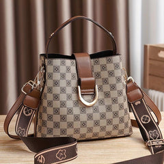 Plaid Pattern Bucket Bag Crossbody Handbag