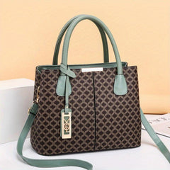 Vintage Top Handle Satchel Tote Bag PU Leather Textured Shoulder Bag