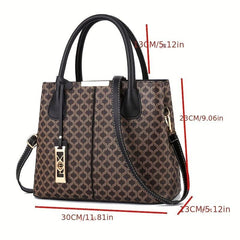Vintage Top Handle Satchel Tote Bag PU Leather Textured Shoulder Bag