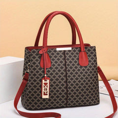 Vintage Top Handle Satchel Tote Bag PU Leather Textured Shoulder Bag