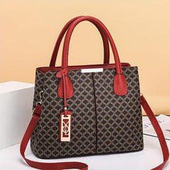 Vintage Top Handle Satchel Tote Bag PU Leather Textured Shoulder Bag