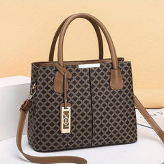 Vintage Top Handle Satchel Tote Bag PU Leather Textured Shoulder Bag