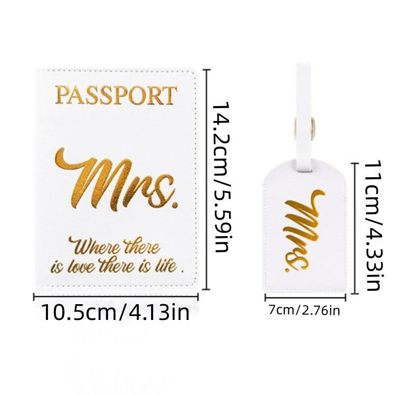 PU Leather Couple Travel Document Bag Passport Holder Luggage Tag Set