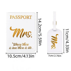 PU Leather Couple Travel Document Bag Passport Holder Luggage Tag Set