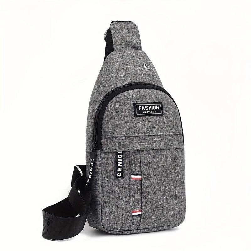 Letter Patched Zipper Messenger Bag Adjustable Strap Canvas Bag