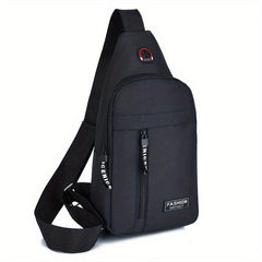 Letter Patched Zipper Messenger Bag Adjustable Strap Canvas Bag