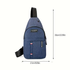 Letter Patched Zipper Messenger Bag Adjustable Strap Canvas Bag