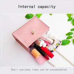 Solid Square Bag Turn Lock Satchel Bag With Scarf Decor