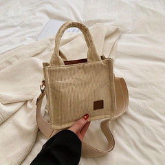 Corduroy Tote Bag Stylish Daily Crossbody Bag