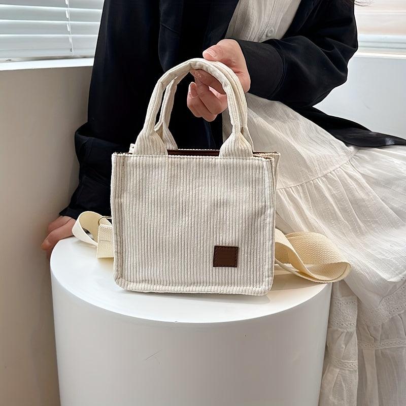 Corduroy Tote Bag Stylish Daily Crossbody Bag