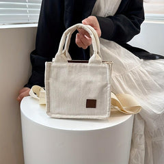 Corduroy Tote Bag Stylish Daily Crossbody Bag