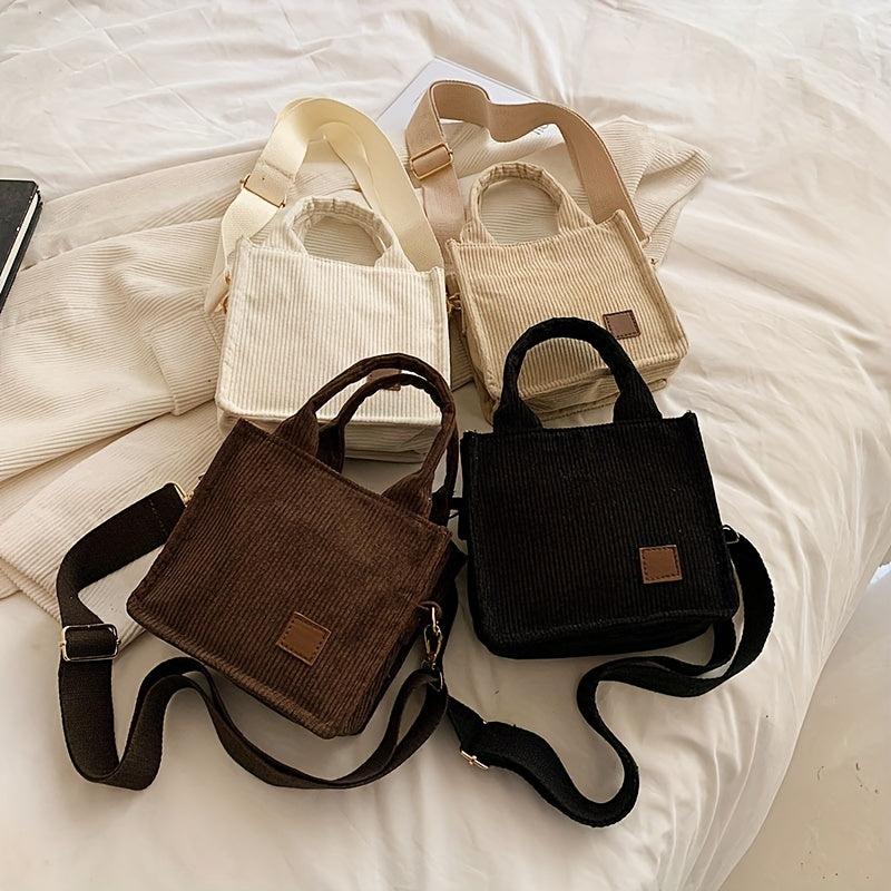 Corduroy Tote Bag Stylish Daily Crossbody Bag