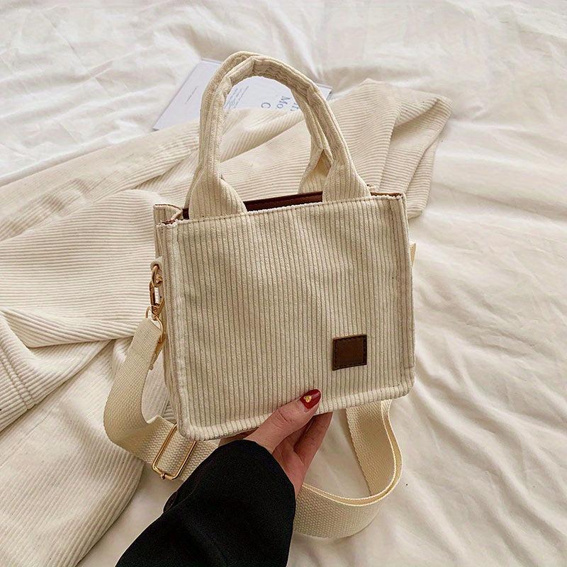 Corduroy Tote Bag Stylish Daily Crossbody Bag