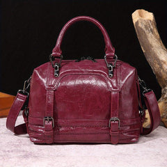 Retro Glossy Top Handle Satchel Crossbody Bag PU Leather Tote Bag