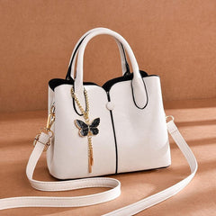 Women's Zipper Tote Hand Bag with Butterfly Decor