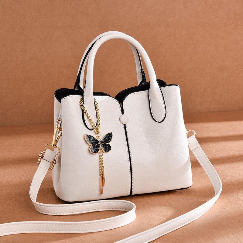 Women's Zipper Tote Hand Bag with Butterfly Decor