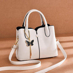 Women's Zipper Tote Hand Bag with Butterfly Decor