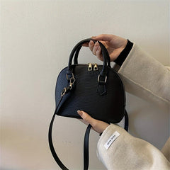 Snakeskin Embossed Crossbody Bag Zipper Shell Handbag for Women
