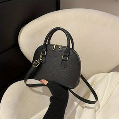 Snakeskin Embossed Crossbody Bag Zipper Shell Handbag for Women