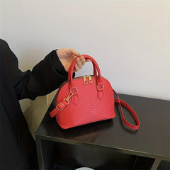 Snakeskin Embossed Crossbody Bag Zipper Shell Handbag for Women