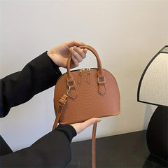 Snakeskin Embossed Crossbody Bag Zipper Shell Handbag for Women