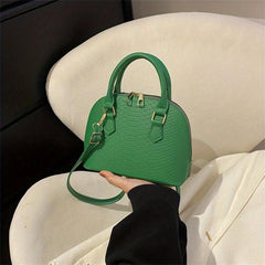 Snakeskin Embossed Crossbody Bag Zipper Shell Handbag for Women