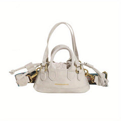 Vintage Drawstring Satchel Bag Solid Retro Crossbody Women's Handbag