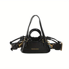 Vintage Drawstring Satchel Bag Solid Retro Crossbody Women's Handbag