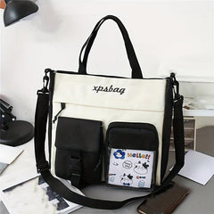 Canvas Hand Bag Shoulder Crossbody Zipper Bag With Pattern