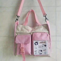 Canvas Hand Bag Shoulder Crossbody Zipper Bag With Pattern