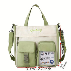 Canvas Hand Bag Shoulder Crossbody Zipper Bag With Pattern