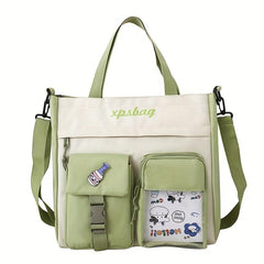 Canvas Hand Bag Shoulder Crossbody Zipper Bag With Pattern