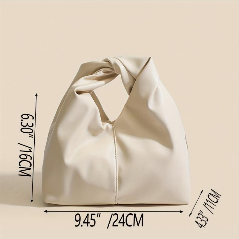Minimalist Niche Satchel Bag Solid Handbag Women's Storage Bag With Ruched Strap