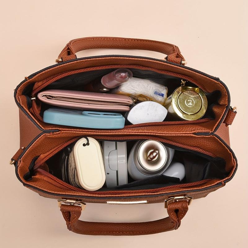 Women's Tote Shoulder Bag Solid Satchel Bag Pom Pom Decor