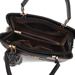 Colorblock Shoulder Bag with Pom Pom Decor