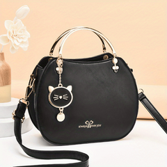 Round Handbag Cat Decor Crossbody Bag Top Ring Every Purse