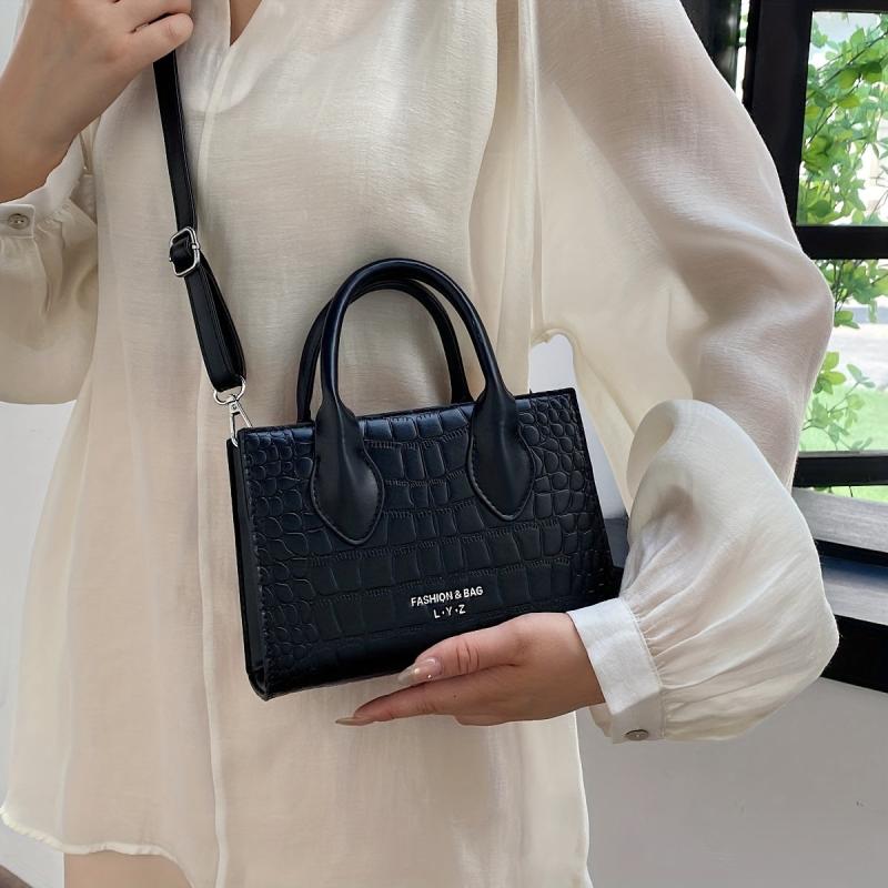 Crocodile Pattern Tote Bag Top Handle Crossbody Bag Women's Handbag