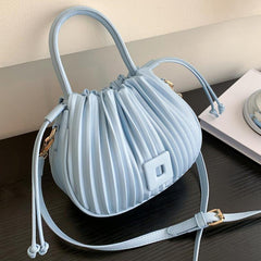 Minimalist Ruched Crossbody Bag Solid Satchel Drawstring Handbag