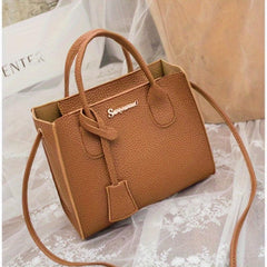 Litchi Pattern Handbags Crossbody Bag Top Handle Square Purse